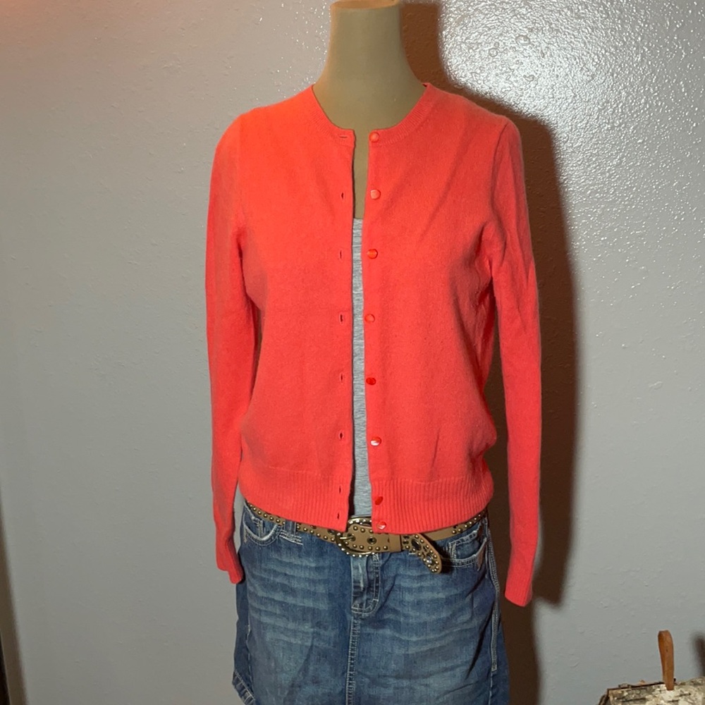 J. Crew Coral Cardigan Sweater